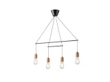 Arte Illumina Φωτιστικό Κρεμαστό Τετράφωτο 4XΕ27 930X120X1180mm Ξύλινο &Μεταλλικό Μαύρο EDISON (144-30120)