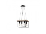 Arte Illumina Φωτιστικό Κρεμαστό Τετράφωτο Μαύρο - Καφέ 4XΕ27 Max 15W 300x300x1230mm Ξύλινο & Μεταλλικό MULTIPLA (144-30117)