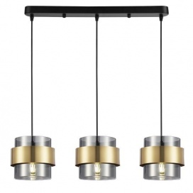 Arte Illumina Φωτιστικό Κρεμαστό Τρίφωτο 3XE27 180X1215mm Max 15W Μαύρο Χρυσό RELIAC (144-28542)