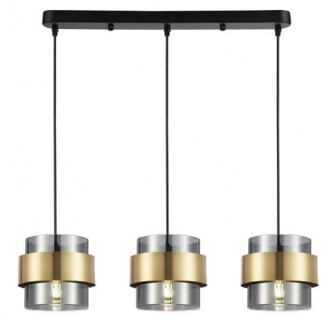 Arte Illumina Φωτιστικό Κρεμαστό Τρίφωτο 3XE27 180X1215mm Max 15W Μαύρο Χρυσό RELIAC (144-28542)