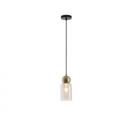 Arte Illumina Φωτιστικό Κρεμαστό Μονόφωτο Γυαλί1XE27 Max 15W100x1270mm Μαύρο AURELIA (144-28505)