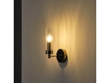 Arte Illumina Απλίκα Τοίχου Μέταλλο Γυαλί Μαύρη 1XE14 ΜΑΧ 15W 155Χ100Χ245mm VINY (144-24032)