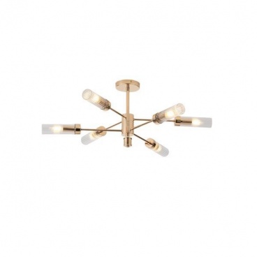 Arte Illumina Κρεμαστό Φωτιστικό Εξάφωτο Μέταλλο Γυαλί ΓΑΛΛΙΚΟ Χρυσό 6XE14 Max 40W Φ830X330mm VINY (144-24031)