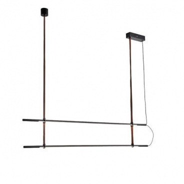 Arte Illumina Φωτιστικό Κρεμαστό LED 2x20W 3000K 4100lm 1400X60X1200mm Μέταλλο -ΔΕΡΜΑ Μαύρο LINEA (144-16071)