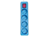 Eurolamp Πολύπριζο 4 Θέσεων με διακόπτη & καλώδιο 2m 3x1.5mm² Μπλε (147-62072)