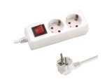 Eurolamp Πολύπριζο 2 Θέσεων με διακόπτη & καλώδιο 1.5m 3x1.5mm² Λευκό (147-62210)