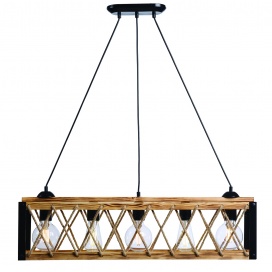 Arkolight Φωτιστικό Πολύφωτο 5Φ Μέταλλο Μαύρο-Ξύλο Ε27 (1873-2/5)