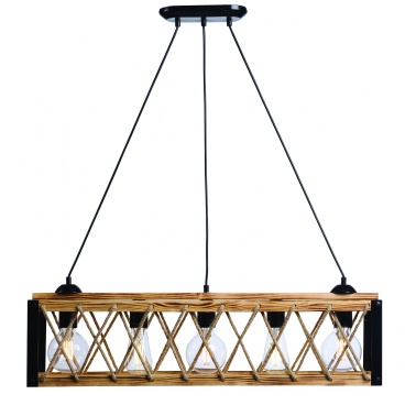 Arkolight Φωτιστικό Πολύφωτο 5Φ Μέταλλο Μαύρο-Ξύλο Ε27 (1873-2/5)