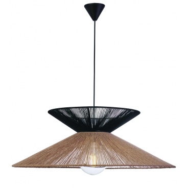 Arkolight Φωτιστικό Μονόφωτο Σχοινί Natural-Μαύρο Ε27 Φ70 (984-24/70)