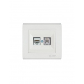 Makel Manolya Πρίζα Τηλεφώνου RJ11 & Δικτύου Data RJ45 Cat6 Λευκή (41001137)