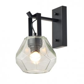 Aca Επιτοίχιο Φωτιστικό Διάφανο - Μαύρο (V371481WC)