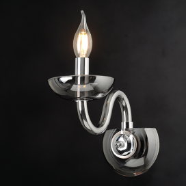 Aca Μονόφωτο Επιτοίχιο Φωτιστικό Φιμέ - Χρώμιο (BLK82181WSGC)