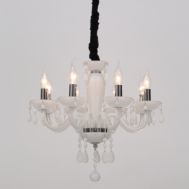 Aca Οκτάφωτο Κρεμαστό Φωτιστικό Λευκό - Χρώμιο (BLK82048PWC)