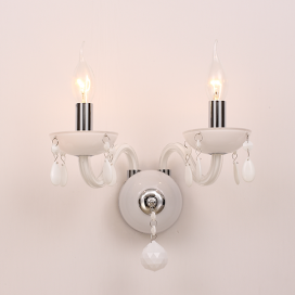 Aca Δίφωτο Επιτοίχιο Φωτιστικό Λευκό - Χρώμιο (BLK82042WWC)